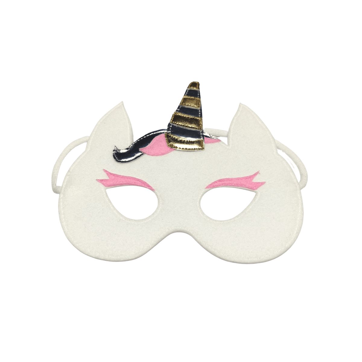 Weiße Einhorn-Filzmaske mit goldenem Horn für Kinder