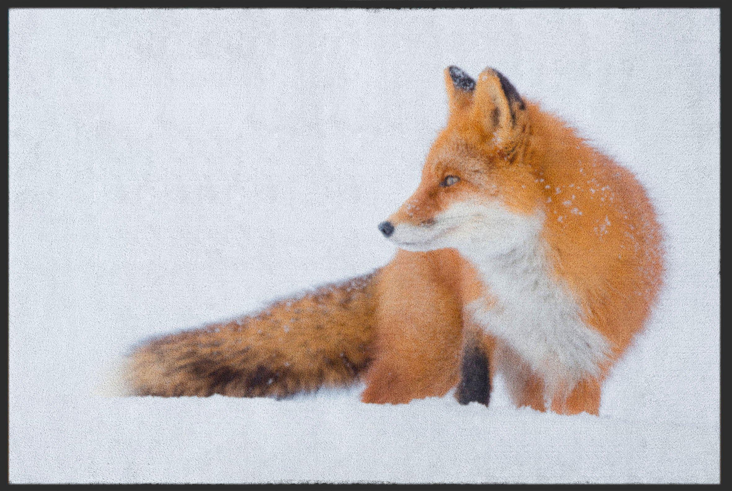 Fußmatte mit fotorealistischem Fuchs im Schnee